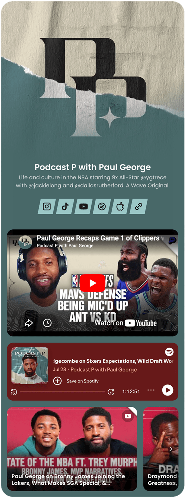 Example hoo.be page for Podcasters